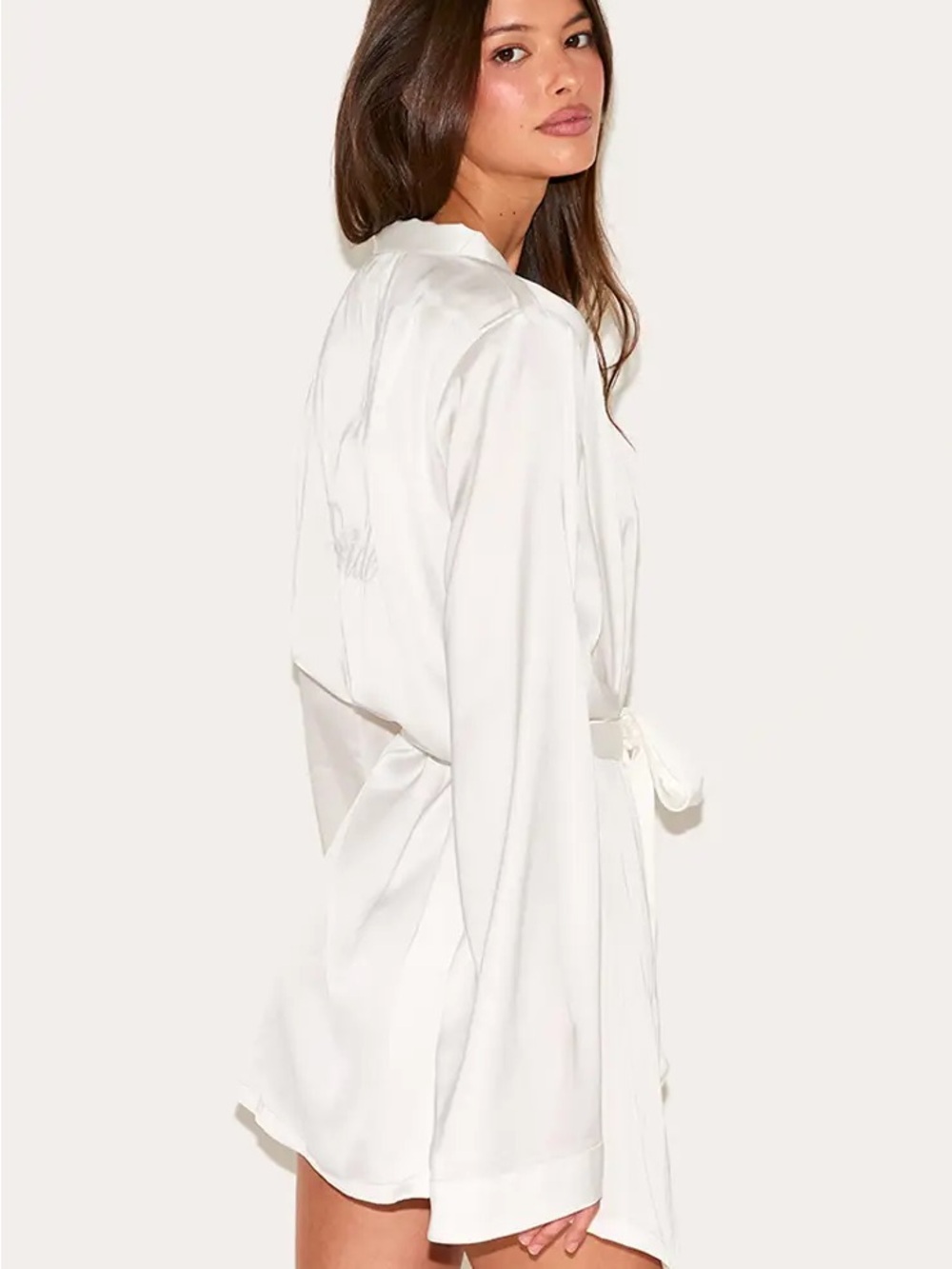 PrettyLittleThing White Satin Short bridal Robe